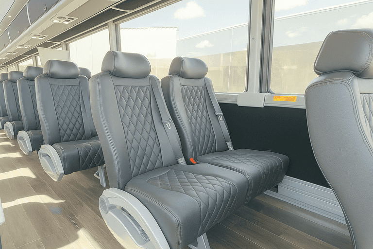 interior of Lake Charles Coach Bus Service charter bus