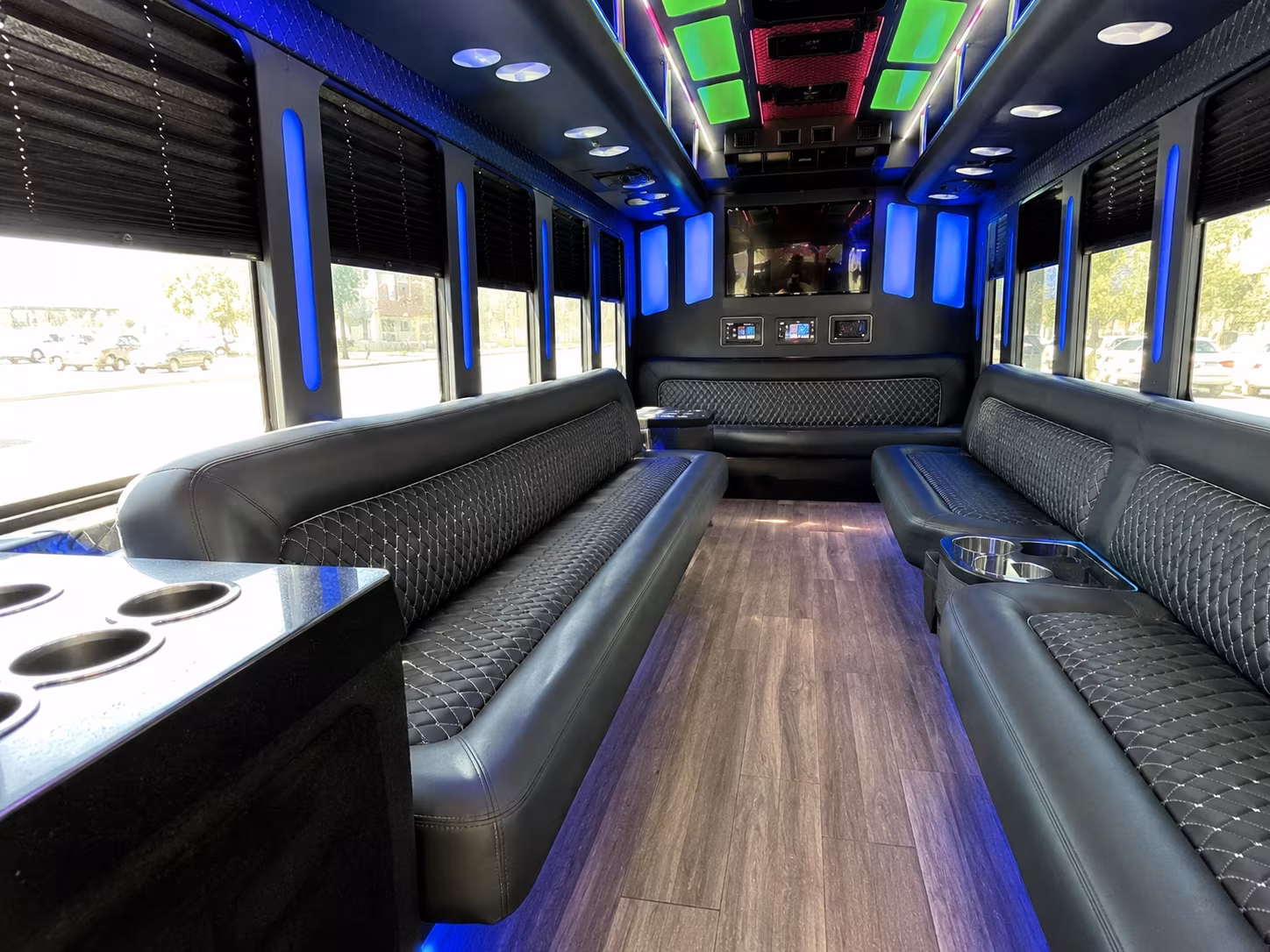 lake charles 15 passenger party bus inside