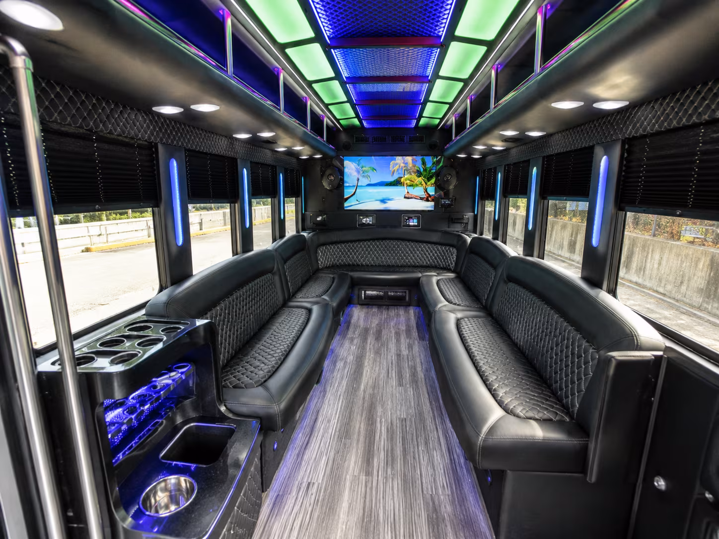 lake charles 18 passenger party bus inside