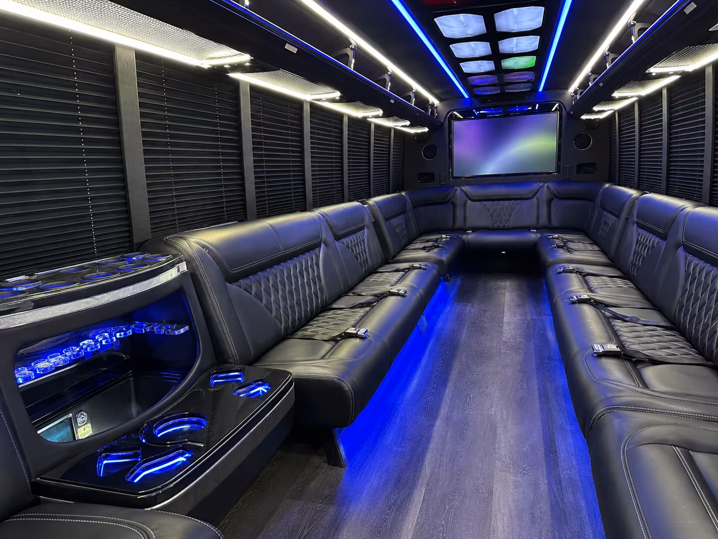 lake charles 20 passenger party bus inside