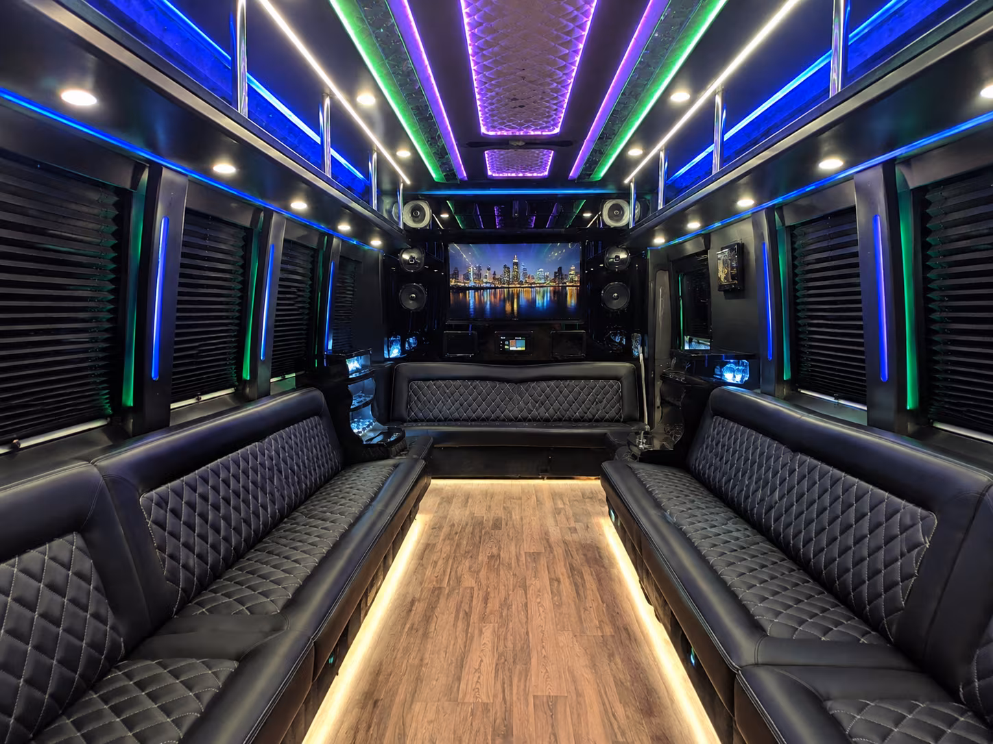 lake charles 25 passenger party bus interior
