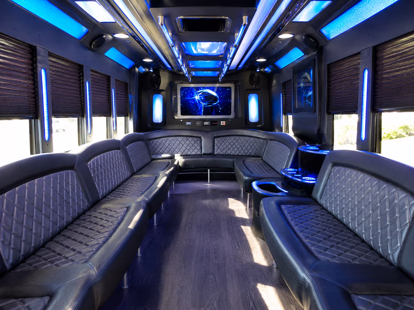 lake charles 28 passenger party bus inside