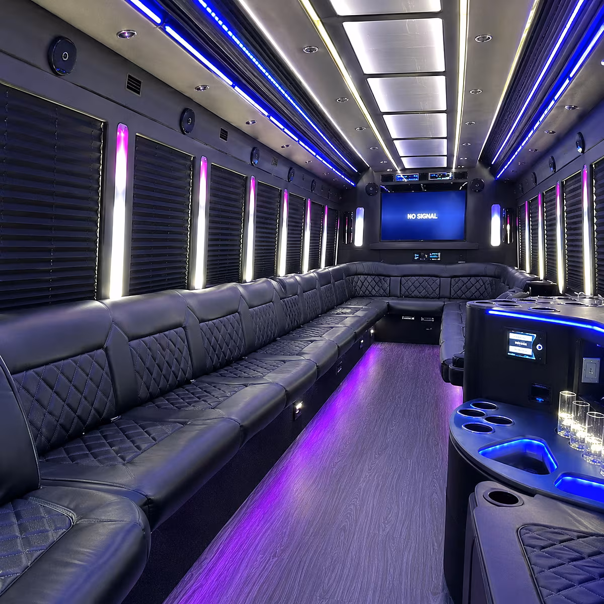 lake charles 30 passenger party bus inside