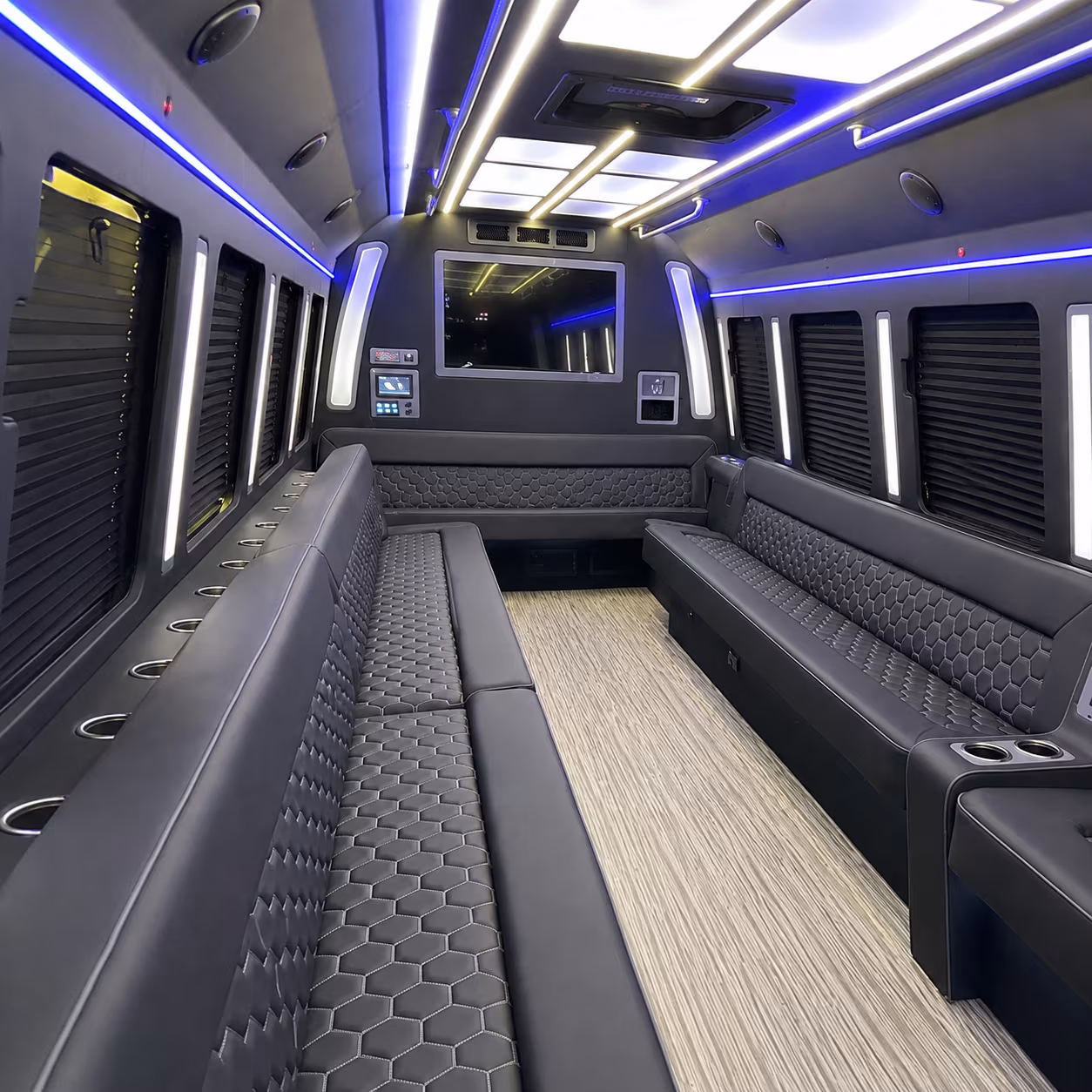 lake charles 40 passenger party bus inside